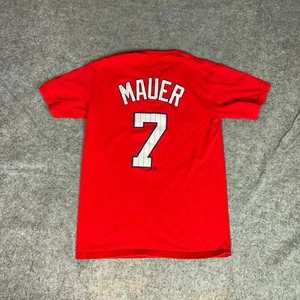 Minnesota Twins Mens Shirt Small Red Tee T Joe Mauer Majestic Baseball MLB Sport - Picture 1 of 8