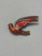 VTG Norway Sterling Silver 925 Red Bird Brooch there is damage to the enamel
