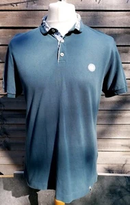 Carver HÜBSCHES GRÜNES Piqué-Poloshirt mit Paisley-Besatz Large Herren Oasis Liam klassisch - Bild 1 von 9
