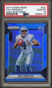 Dak Prescott 2016 Prizm Light Blue Prizm RC #231 - Rookie /199 - GEM MINT PSA 10 - Picture 1 of 2
