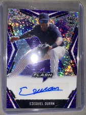 2020 Leaf Flash Ezequel Duran Auto /35  Texas Rangers Purple Sparkle RC
