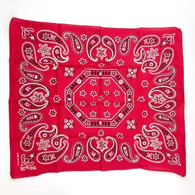 Pañuelo bufanda vintage de algodón color rápido 100 % algodón rojo 22" x 19" EE. UU. Foto 1 de 4