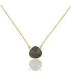 18K Gold Plated Heart Labradorite Necklace August Birthstone Pendent For Women