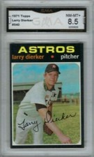 1971 Topps baseball card #540 Larry Dierker, Houston Astros graded GMA 8.5 NMMT+
