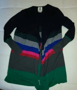 Manga larga para mujer Jersey Cardigan a rayas abierto Lili's Closet Small - Imagen 1 de 7