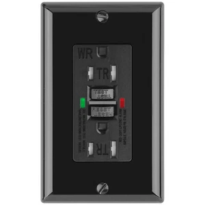 GFCI Outlet 15 Amp,UL Listed,Tamper Resistant,Weather Resistant Receptacle,Black - Picture 1 of 7