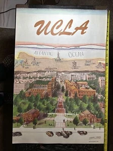Vintage 1979 UCLA Lithographic Poster Fuentes Shirley after Saul Steinberg RARE - Picture 1 of 10