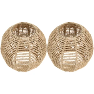 2 Pcs Bamboo Art Lampshade Wicker Small Rattan Light Shades Ceiling - Picture 1 of 12