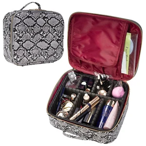 SNAKESKIN Travel Cosmetic Makeup Bag Toiletry Pouch Hanging Zip Organizer - Picture 1 of 29