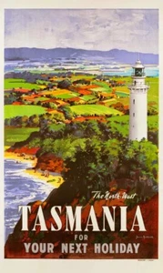 Tasmania -vintage, Australia   / poster Gloss quality painting print 250GSM A4 - Picture 1 of 1