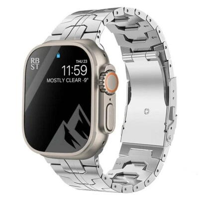Lujosa correa de metal de titanio para Apple Watch Ultra 3 49 mm 11 10 9 8 7 6 5 SE Foto 1 de 4