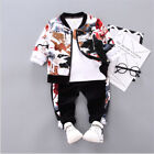 3pcs Child Boys Casual Sport Clothing Sets Zipper Coat+Tops+Pants Korean Outfits