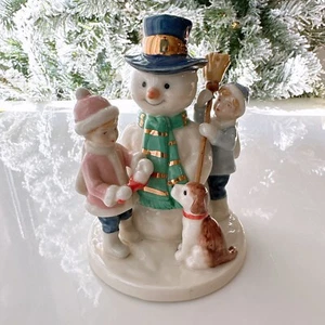 ROYAL COPENHAGEN Snowman Girl Boy Dog Porcelain Kids Graceful Formal Figurine - Picture 1 of 9