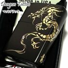Zippo Tribal Tattoo Dragon Matte Black Gold 2 Sided Etched Engraving Lighter