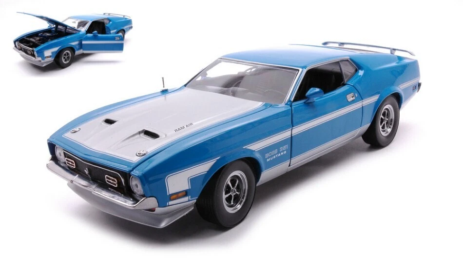 FORD MUSTANG BOSS 351 GRABBER 1971 BLUE/WHITE 1:18 - Immagine 1 di 1
