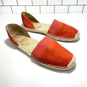 Eileen Fisher Lady d'Orsay espadrille Orange/Red Slip on Leather shoes size 6.5
