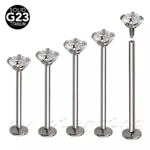 2 Stück. 16G G23 Titan Innengewinde Zinken Set CZ Labret Wangenpiercing - Bild 1 von 3