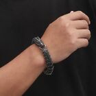 Bracelet noir gothique homme motard dragon chaîne bracelet en acier inoxydable 8,66''