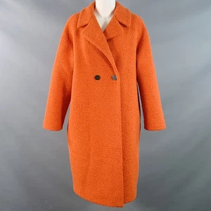 HARRIS WHARF LONDON Größe 4 orange Wollmischung strukturiertes Kunstfell Revers Mantel - Bild 1 von 11