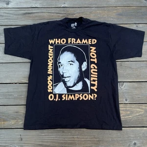 O.J. T-shirt uomo Simpson taglia XL nera che incornicia non colpevole grafica divertente - Foto 1 di 6