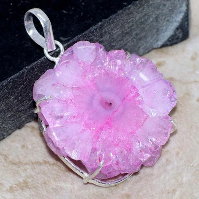 Colgante Rosa Solar Cuarzo 925 Chapado en Plata 2" Ropa Informal Regalo GW Foto 1 de 3