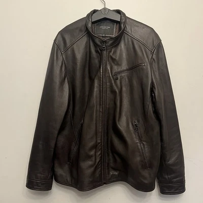 Chaqueta Andrew Marc NY FullZip 100% Cuero XXL Marrón Chocolate Moto Bomber  Foto 1 de 4