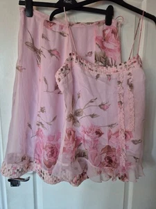 Stunning Fransa Pink Floral Two Piece Skirt Suit Size L 12/14 - Picture 1 of 7