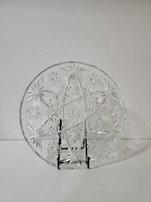 Vintage Display Plate Star Cut 11" Serving Glass Platter Tray Atomic Starburst - Image 1 of 4