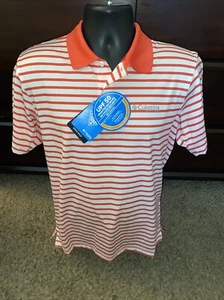 NWT Columbia Mens PFG Vented Super Skiff Cast Short Sleeve Polo Shirt Pink Small - Picture 1 of 6