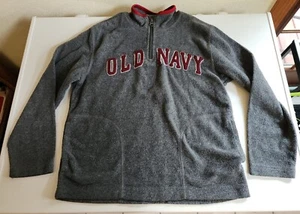 Old Navy Boys Sz S (6-7) Pullover Sweater 1/4 Zip Fleece Grey Maroon - Picture 1 of 3