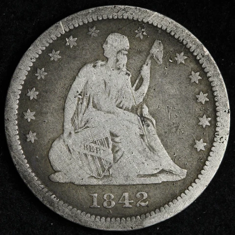 1842-O Seated Liberty Silver Quarter CHOICE FINE/VF E319 WLX Cover