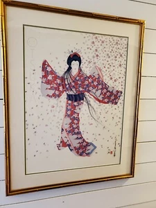 HISASHI Otsuka Floating Blossoms 1980 hard signature signed BRIGHT COLORS - Picture 1 of 12