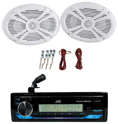 JVC KD-X38MBS 1-Din Marine Stereo Receiver w/Bluetooth/USB+(2) 6x9" Speakers - Image 1 of 4