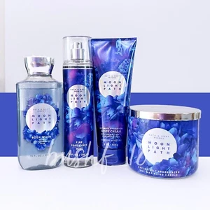 Bath & Body Works 4pc MOONLIGHT PATH set Body Wash, Mist, Cream, 3 Wick Candle - Picture 1 of 4