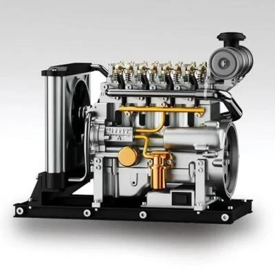TECHING Mini Diesel Four-cylinder Mechanical Metal Assembled Engine KIT Model - Image 1 of 4