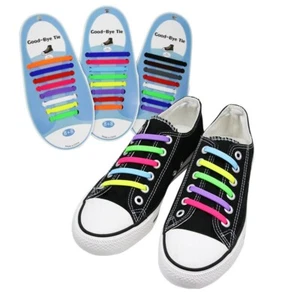 16 Stück einfache Schnürsenkel ohne binden elastisch Silikon flach faul Schuh Schnürsenkel Schnüre Erwachsene - Bild 1 von 19