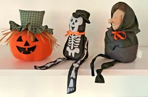Stofftier Regal Figuren Hexe, Skelett und Kürbis von Overly Raker 80er Jahre - Bild 1 von 12