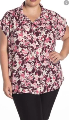 Blusa para mujer NORDSTROM 14th & Union con botones delanteros talla grande estampado floral nueva con etiquetas Foto 1 de 4
