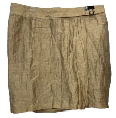 Lane Bryant Skirt 26 Gold Linen Blend Full Wrap Skirt Buckle Close NEW NWT - Image 1 of 4