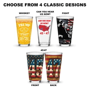 Trump Whiskey Label Old No 45 47 Make America Great 16oz Printed Pint Glass - Picture 1 of 6