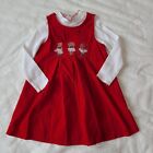 Bonnie Jean Girls Christmas jumper dress shirt corduroy Pinafore set red size 5