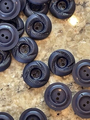 13.5mm X 10pcs Navy Wool Ball Round 2 Hole Cardigan Buttons Bobble Retro - Image 1 of 4