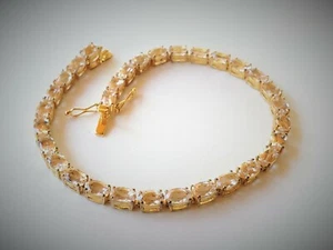 14K YG Over Sterling Silver Morganite 8" Bracelet - Picture 1 of 7