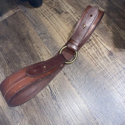 Cinturón Lauren Ralph Lauren de cuero marrón con anillo de metal talla L Foto 1 de 4