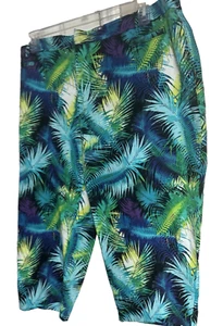 Catherines Plus Size 22W Capri Pants Tropical Leaf Print Stretch Cotton Comfort - Picture 1 of 5