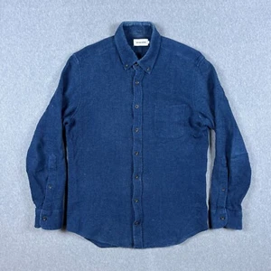 Taylor Stitch Shirt Mens 40 The Jack Waffle Knit Blue Indigo Dark Wash Button Up - Picture 1 of 11