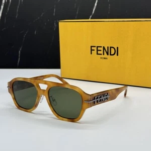 NEW FE40130F 55N FENDI SUNGLASSES SHINY LIGHT HAVANA UNISEX EYEWEAR FENDI - Picture 1 of 13