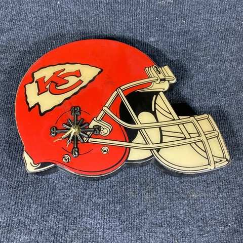 Vintage Kansas City Chiefs NFL Helmet Wall Hanging Clock Homemade Untested Cover