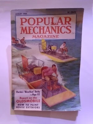 Popular Mechanics Vintage August 1954 Vintage Blow Boat, Oldsmobile Report (2) - Image 1 of 3