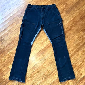 Pantalones de peto de lona Carhartt de colección para hombre 30x33 negros aplastados por rodilla B01 negros años 90 - Imagen 1 de 22